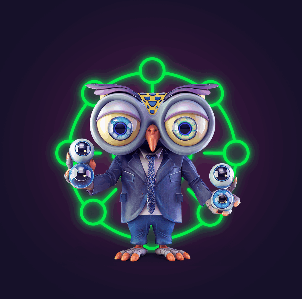 An owl character with multiple eyes